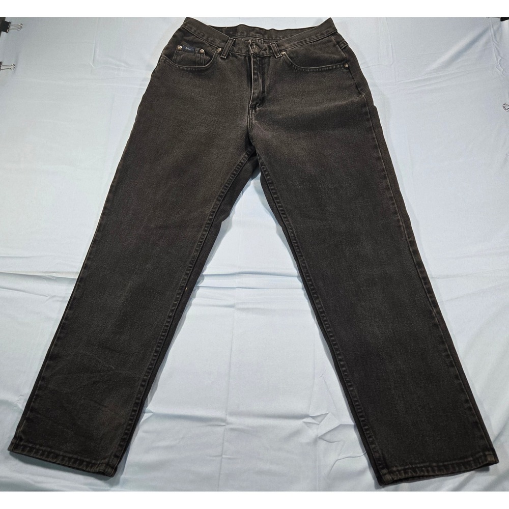 Blue‎ Jeans Vintage Faded Black Denim Straight Leg High Rise 31x27